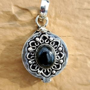 New Black Onyx Silver Poison Locket Pendant.